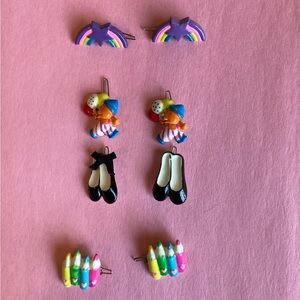 Vintage Colorful Novelty Barrette Sets- As Is